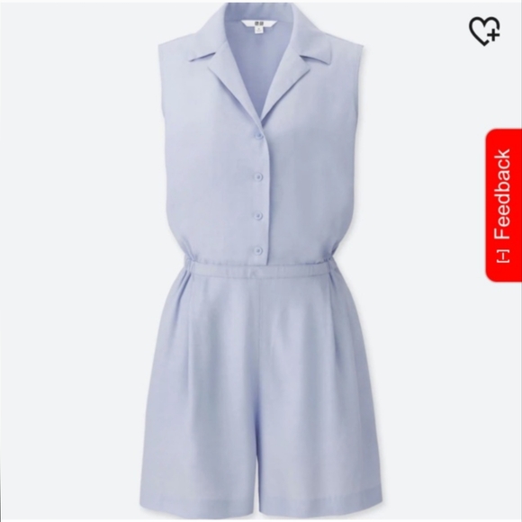 UNIQLO Baby Blue Collared Sleeveless Romper with Pockets Women’s medium - Picture 2 of 5